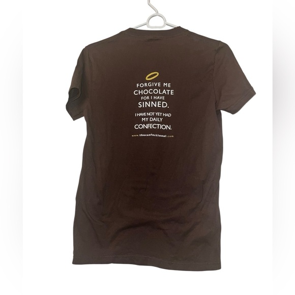 American Apparel women’s Brown T-Shirt chocolate confession y2K sz lg - Picture 3 of 3